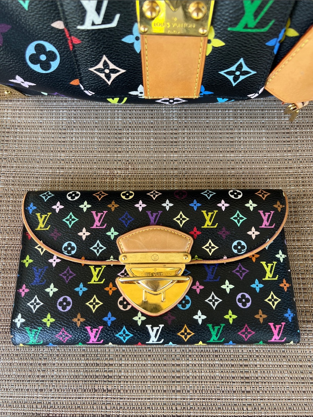 💎 RARE 💎 Louis Vuitton Black Multicolor Murakami wallet